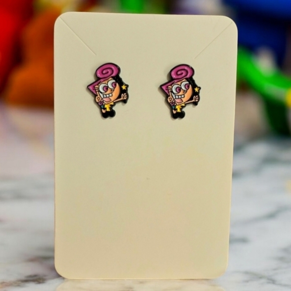 NEW Wanda Fairly OddParents Stud Earrings Cartoon Fairy Cute Pink Whimsy Gift - Picture 2 of 4